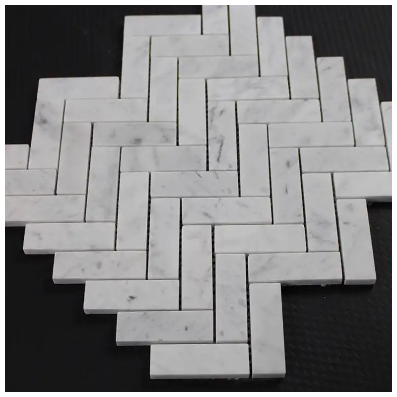 carrara bianco herringbone mosaic carrara bianco herringbone mosaic