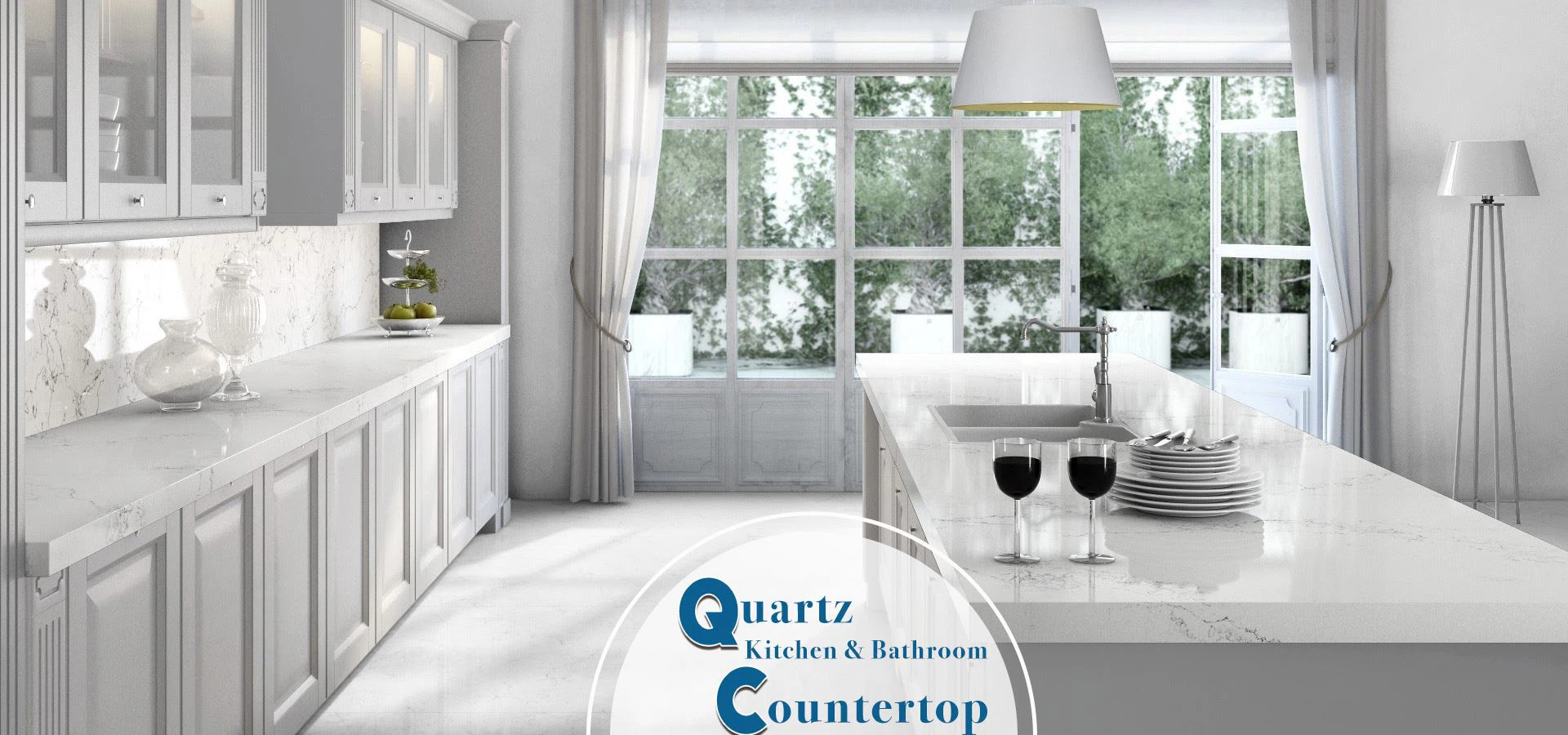 White Quartz Kitchen and Bathroom Countertop Slabs Factory-KA UNITED