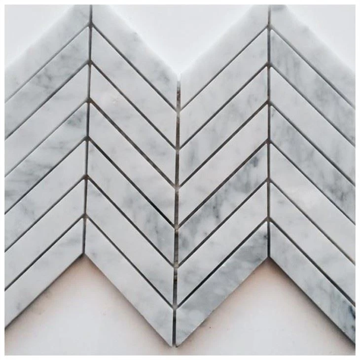Bianco Carrara Chevron กระเบื้องโมเสคหินอ่อน