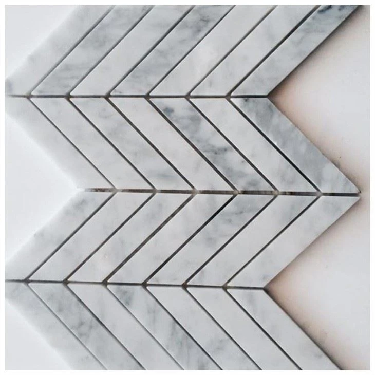 carrara marble chevron tile