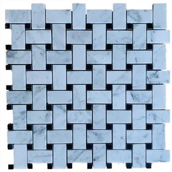 Bianco Carrara Basketweave กระเบื้องโมเสคหินอ่อน
