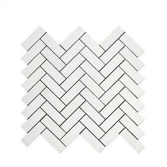 Thassos Herringbone โมเสกหินอ่อนขัดเงา