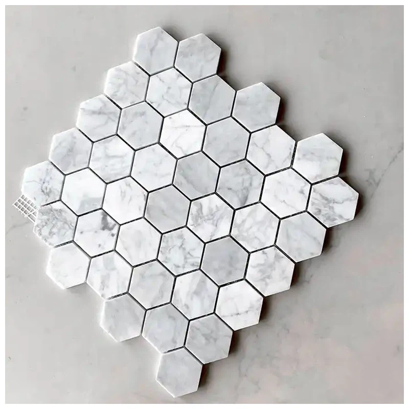 carrara marble hexagon mosaic tiles