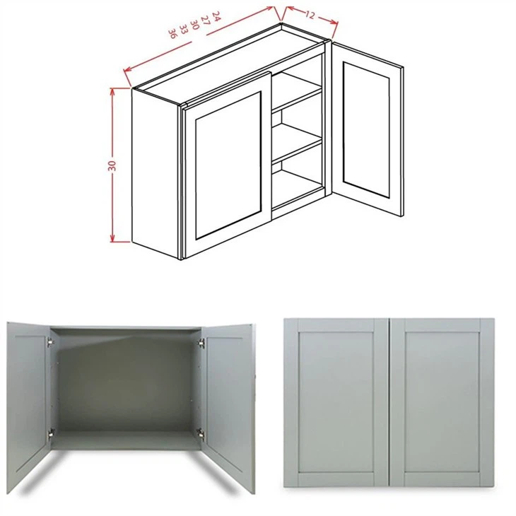 Double Door Grey Shaker Wall Cabinet