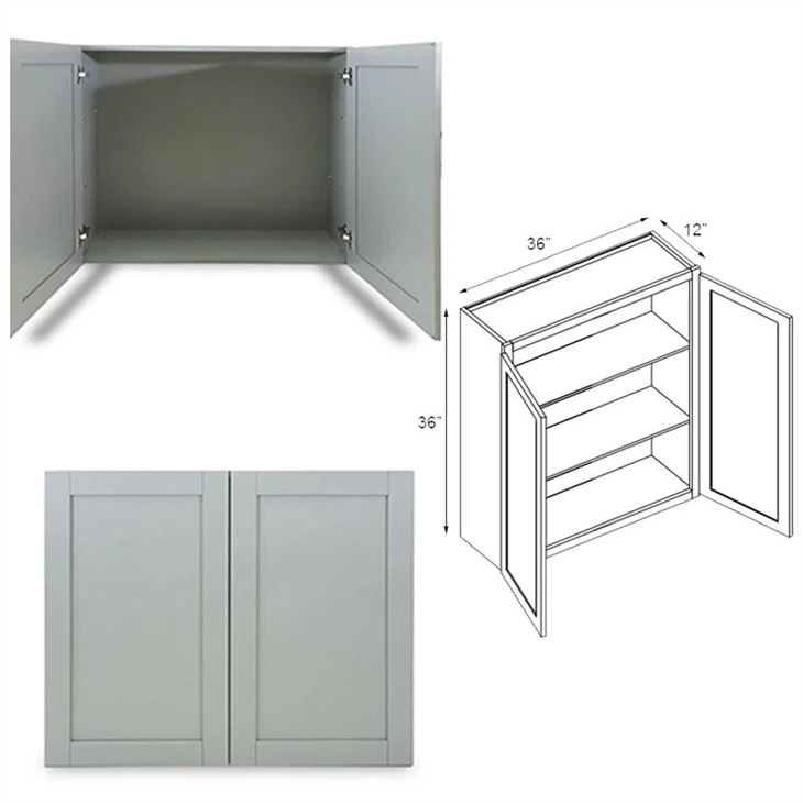 Grey Shaker Double Door Wall Mounted Cabinets