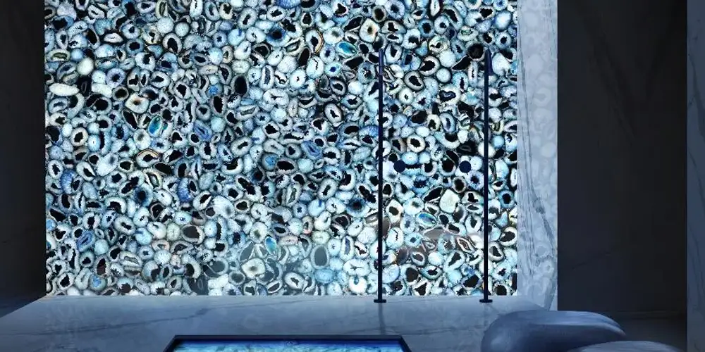 Blue Agate Semi-Precious Gemstone Backlit Feature Wall Projects Blue Agate Semi-Precious Gemstone Backlit Feature Wall Projects