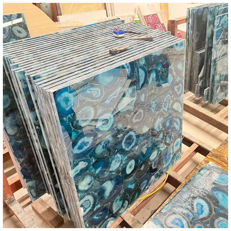 Blue Agate Semi-Precious Stone Tiles Blue Agate Semi-Precious Stone Tiles