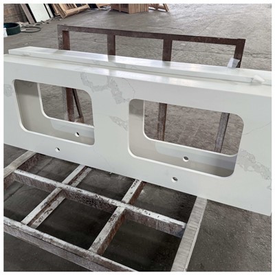 เคาน์เตอร์โต๊ะเครื่องแป้งควอตซ์สีขาว Calacatta